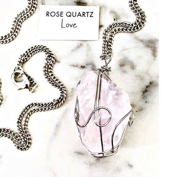 Whimsy Avenue Jewelry - Rose Quartz Wire Necklace